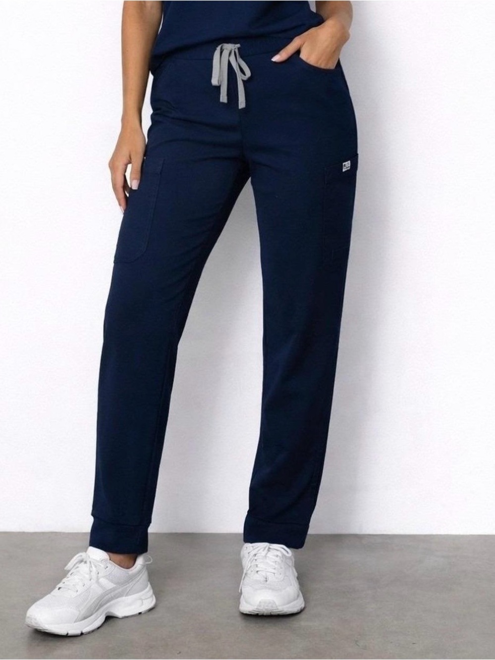Figs Navy straight Pants with Gray Drawstring